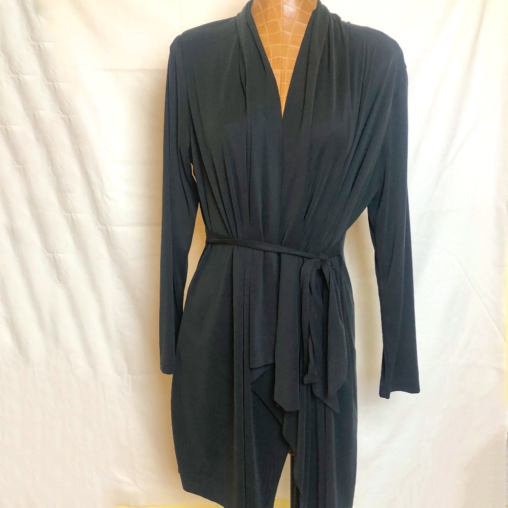 NWOT Beau Jours Dark Gray Wrap or Dress w/ Attached Belt MED